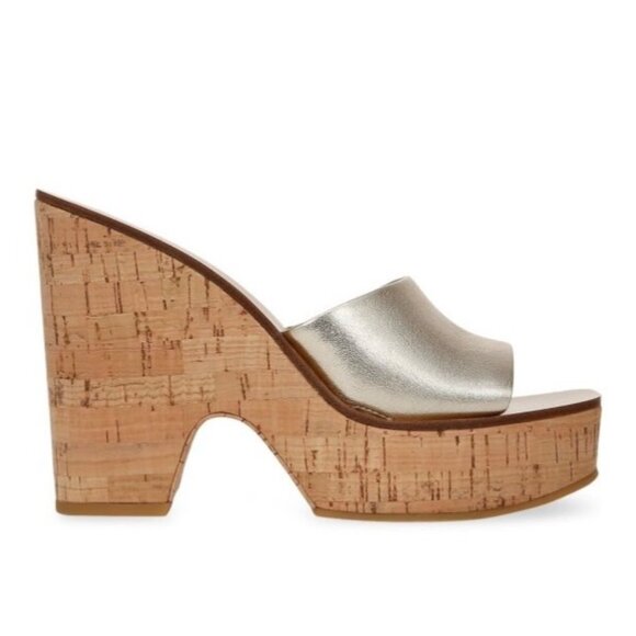 Veronica Beard Paulita Platform Wedge Sandals In Gold Size 9 - Picture 2 of 13